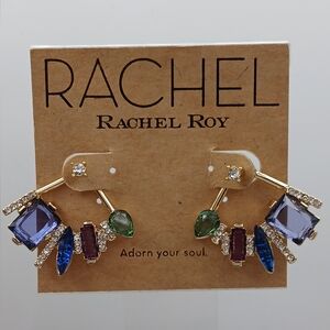 RACHEL Rachel Roy Multicolor Gemstone Earrings Silver Tone NWT